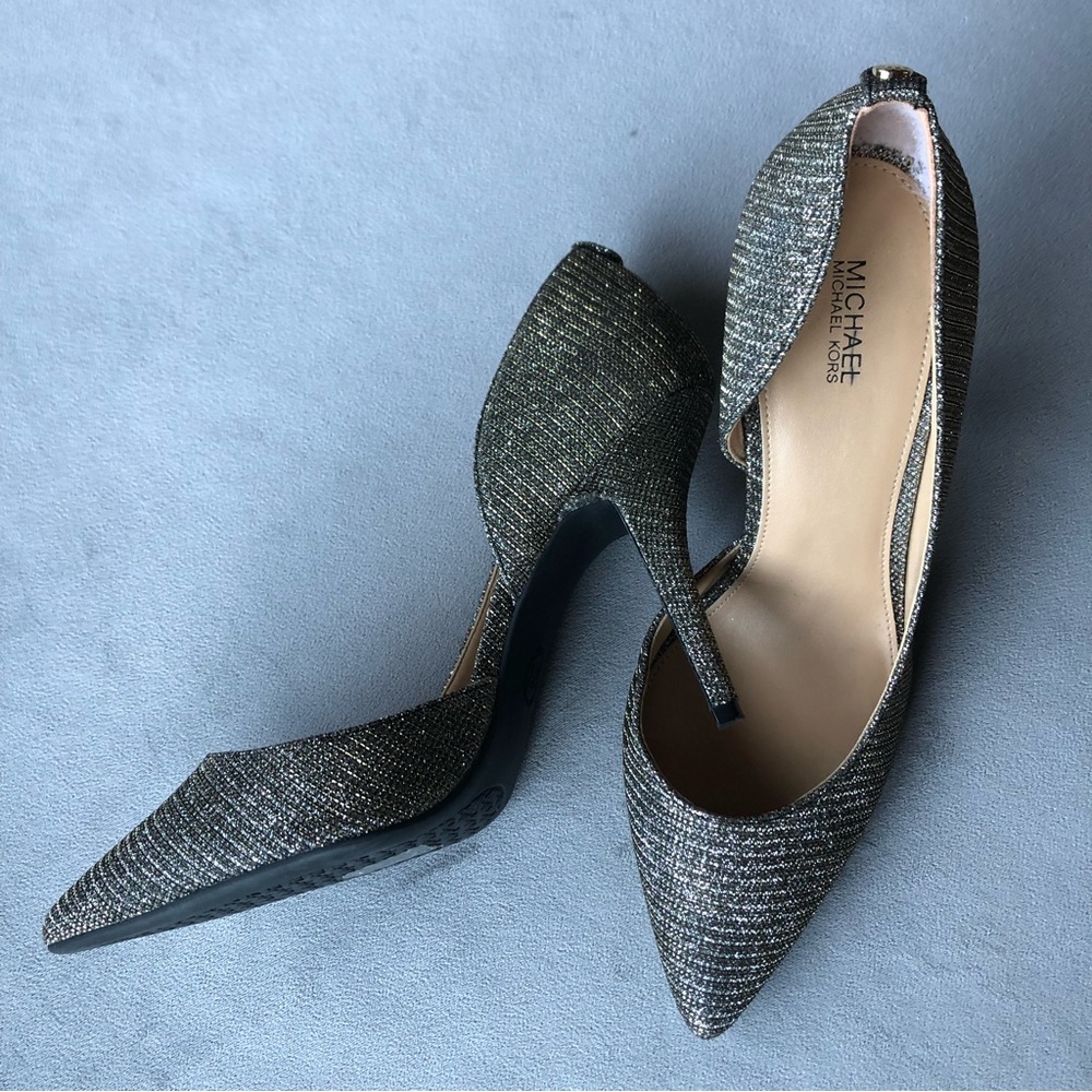 Michael Kors ~ D’Orsay Pointed Toe Heels ~ Gold Silver Black ~ Women’s Size 10